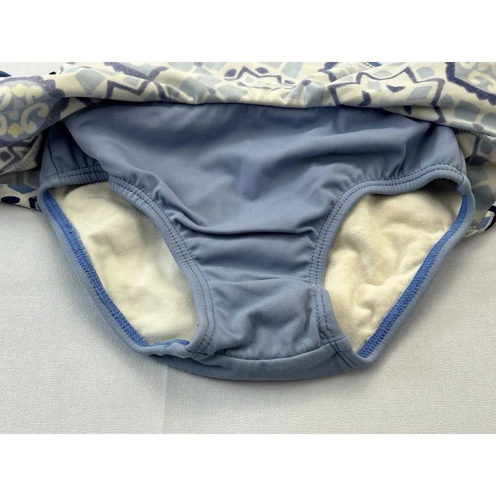 Gymboree Girls 12-18M Blue Tile Print Swim Skirt Bottom Skirted Bikini Brief